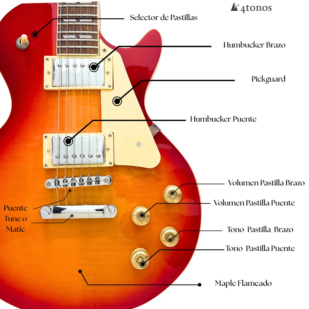 Guitarra Eléctrica Stagg Les Paul Sunburst | Tapa Maple Flameado